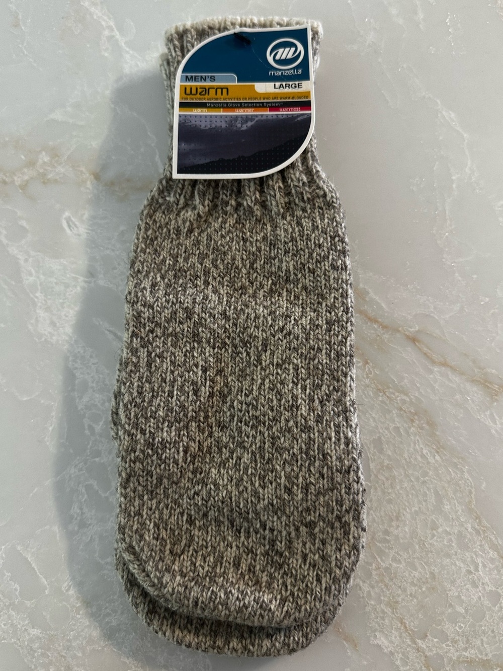 MANZELLA Men's Knit Mittens - Heather Gray, Size Large